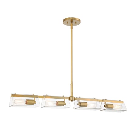 Designers Fountain Latitude 60 Watt 4 Light Brushed Gold Linear Pendant with Clear Glass Shade D279M-IS-BG